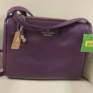 Kate Spade Plum Leather Crossbody Bag with Gold Hardware